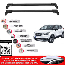 Roof Bars for Vauxhall Crossland X 2017+ Lockable Roof Rack Cross Bars 2 Pcs Black