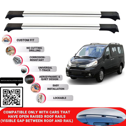 Roof Rack Cross Bars for Citroen Jumpy 2007-2016 Lockable Roof Bars 2 Pcs Grey