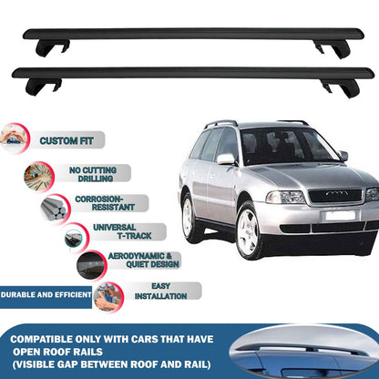 Roof Rack Cross Bars for Audi A4 Avant 1995-2001 Rail Carrier for Roof Tents 2 Pcs Black