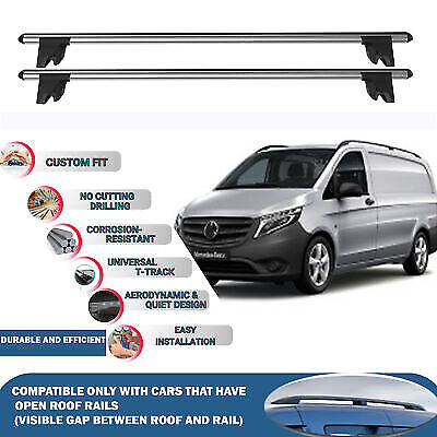 Roof Rack Cross Bars for Mercedes Vito W447 2014-2020 Kayak Roof Rack 4 Pcs Grey