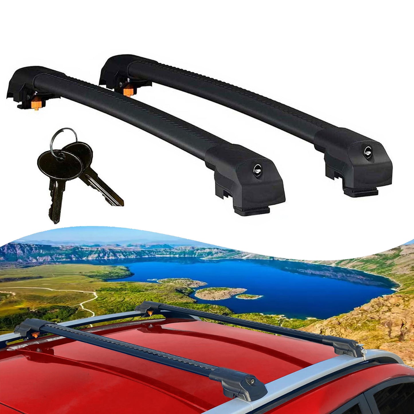 Roof Bar for Volkswagen Nivus 2021-2024 Lockable Roof Rack Cross Bars 2 Pcs Black