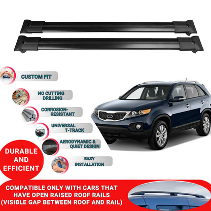 Roof Racks Cross Bars For Kia Sorento Suv 2010-2014 2 Pcs Black