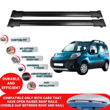 Roof Racks Cross Bars For Peugeot Bipper 2008-2023 2 Pcs Black