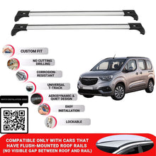 Roof Bars for Vauxhall Combo Life 2019+ Lockable Roof Rack Cross Bars 2 Pcs Grey