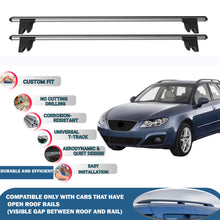 Lockable Roof Rack Cross Bars for Seat Exeo St 2009-2012 | Heavy Duty Rail Carrier 2 Pcs Grey