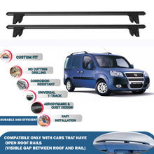 Lockable Roof Rack Cross Bars for Fiat Doblo Cargo 2000-2009 | Heavy Duty Rail Carrier 2 Pcs Black