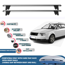 Lockable Roof Rack Cross Bars for Audi A6 Avant/Sw C5 1998-2004 | Heavy Duty Rail Carrier 2 Pcs Grey