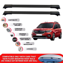 2X Car Roof Rack Cross Barfor Renault Kangoo KFK 2021+ Lockable Roof Bars Black