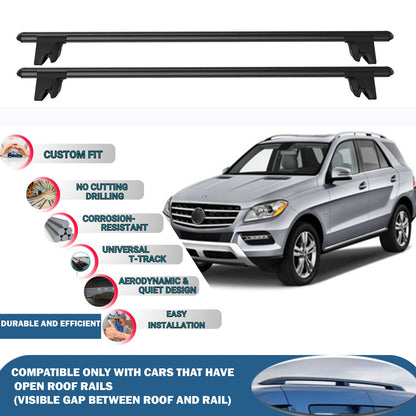 Lockable Roof Rack Cross Bars for Mercedes M-Class W166 2011-2015 | Heavy Duty Rail Carrier 2 Pcs Black