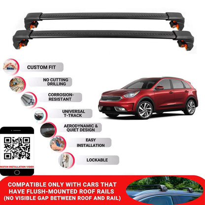 Premium Roof Bars For Kia Niro(De) Suv 2016-2022 Secure Roof Rack Cross Bar 2 Pcss Black