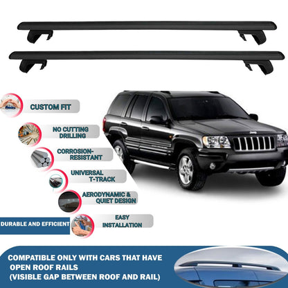 Roof Rack Cross Bars for Jeep Grand Cherokee WJ 1999-2005 Rail Carrier for Roof Tents 2 Pcs Black