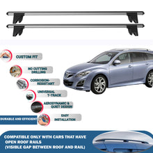 Lockable Roof Rack Cross Bars for Mazda 6 Gh1/Gh2 Estate 2008-2012 | Heavy Duty Rail Carrier 2 Pcs Grey