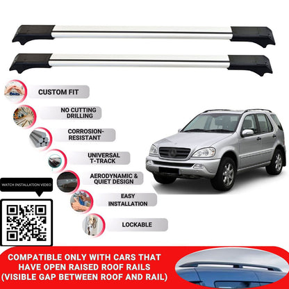 Roof Rack Cross Bars for Mercedes M-Class W163 1998-2005 Lockable 2 Pcs Grey