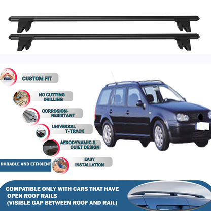 Lockable Roof Rack Cross Bars for Vw Golf IV Variant 1999-2006 | Heavy Duty Rail Carrier 2 Pcs Black