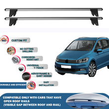 Lockable Roof Rack Cross Bars for Vw Cross Touran 2006-2023 | Heavy Duty Rail Carrier 2 Pcs Grey