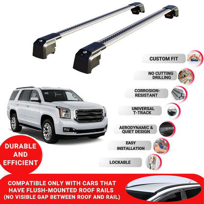 Roof Bars Rack for Gmc Yukon 2015-2020 Lockable Rail Carrier 2 Pcs Grey