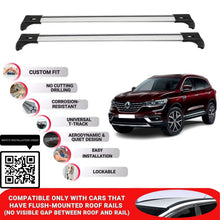 Roof Bars for Renault Koleos 2017+ Lockable Roof Rack Cross Bars 2 Pcs Grey