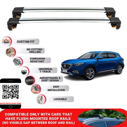Premium Roof Bars For Mg Hs Suv 2018-2024 Secure Roof Rack Cross Bar 2 Pcss Secure Grey