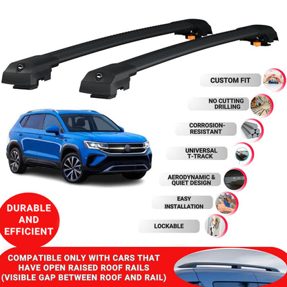 Roof Bar for Volkswagen Taos 2021+ Lockable Roof Rack Cross Bars 2 Pcs Black