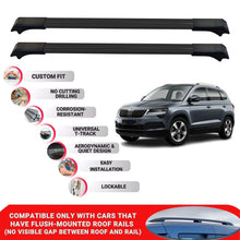 2X Car Roof Rack Cross Bars for Skoda Karoq 2018-2024 Lockable Roof Bars Black