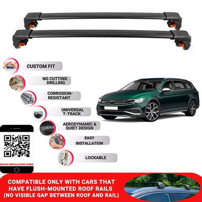 Premium Roof Bars for vw Passat Alltrack 2015-2024 Secure Roof Rack Cross Bar 2 Pcss Black