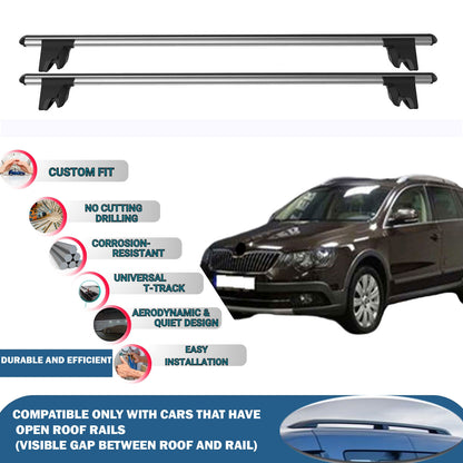 Lockable Roof Rack Cross Bars for Skoda Superb Alldrive 2012-2015 | Heavy Duty Rail Carrier 2 Pcs Grey