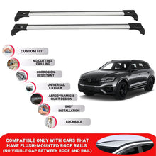 2X Car Roof Bars for Vw Touareg CR 2019+ Lockable Roof Rack Cross Bars Grey