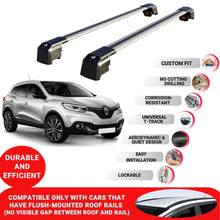 Roof Bars Rack for Renault Kadjar 2015-2022 Lockable Rail Carrier 2 Pcs Grey