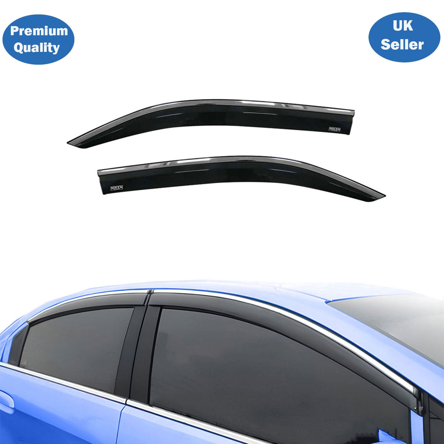 Chrome Window Wind Deflector for Citroen BerlIngo 2018+ -Rain Guard Visors 2 pcs