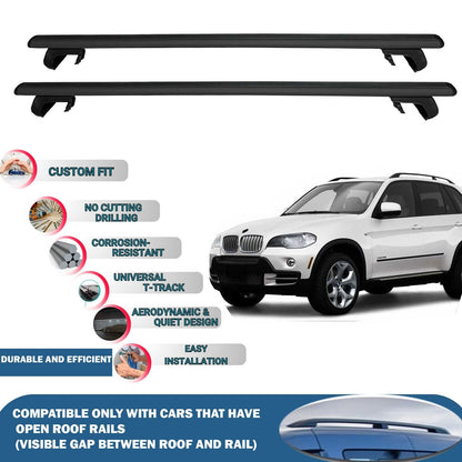 Roof Rack Cross Bars for Bmw X5 2007-2013 Rail Carrier for Roof Tents 2 Pcs Black