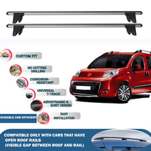 Lockable Roof Rack Cross Bars for Fiat Fiorino/Qubo 2007-2023 | Heavy Duty Rail Carrier 2 Pcs Grey