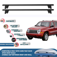 Lockable Roof Rack Cross Bars for Jeep Cherokee KJ 2001-2007 | Heavy Duty Rail Carrier 2 Pcs Black