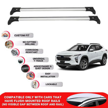 2X Car Roof Bars for Chevrolet Trax 2023+ Lockable Roof Rack Cross Bars Grey