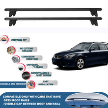 Lockable Roof Rack Cross Bars for BMW 5 Series E61 Touring 2004-2010 | Heavy Duty Rail Carrier 2 Pcs Black