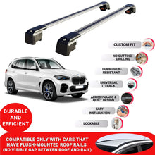 Roof Bars Rack for Bmw X5 05/G18/F95 2019+ Lockable Rail Carrier 2 Pcs Grey