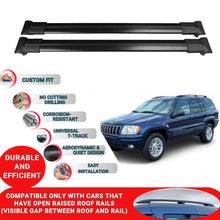 Roof Racks Cross Bars For Jeep Grand Cherokee Wj 1999-2005 2 Pcs Black