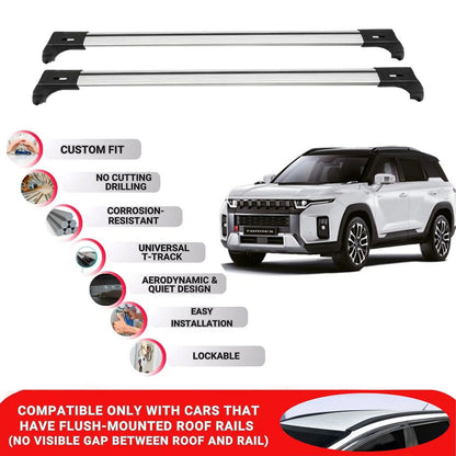 2X Car Roof Bars for Ssangyong Torres 2023+ Lockable Roof Rack Cross Bars Grey