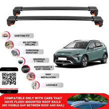 Premium Roof Bars For Hyundai Bayon Hatchback 2021+ Secure Roof Rack Cross Bar 2 Pcss Black