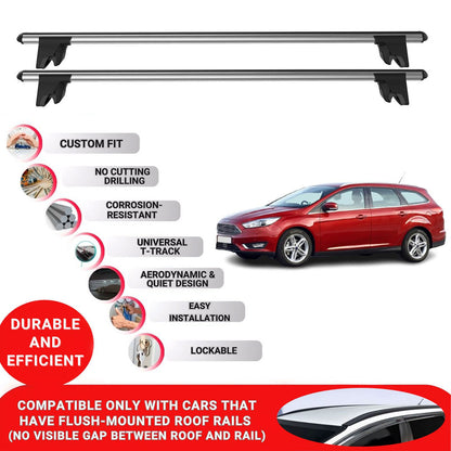 Premium Roof Bars for Ford Focus 2011-2018 Lockable Roof Rack Cross Bars 2 Pcs Grey