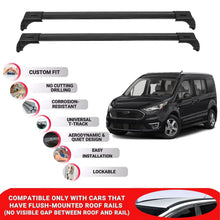 2X Roof Bars for Ford Transit Tourneo Connect 2014-2023 Lockable Roof Rack Black