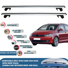 Roof Rack Cross Bars for Volkswagen Golf Plus 2005-2009 Rail Carrier for Roof Tents 2 Pcs Grey