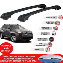 Roof Bar for Jeep Cherokee (KL) 2014-2023 Lockable Roof Rack Cross Bars 2 Pcs Black
