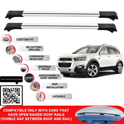 Roof Rack Cross Bars for Chevrolet Captiva 2006+ Lockable Roof Bars 2 Pcs Grey