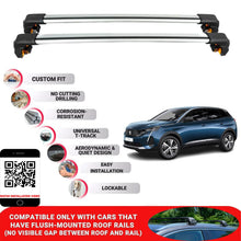 Premium Roof Bars For Peugeot 3008 Suv 2017+ Secure Roof Rack Cross Bar 2 Pcss Grey