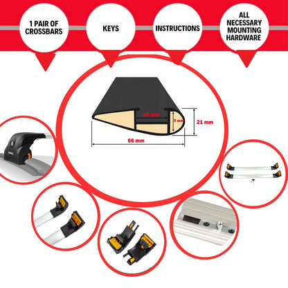 Premium Roof Bars For Lexus Rxl-Series Suv 2018-2022 Secure Roof Rack Cross Bar 2 Pcss Grey