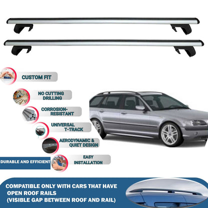 Roof Rack Cross Bars for BMW 3-Series Touring/Estate E36 1996-1999 Rail Carrier for Roof Tents 2 Pcs Grey