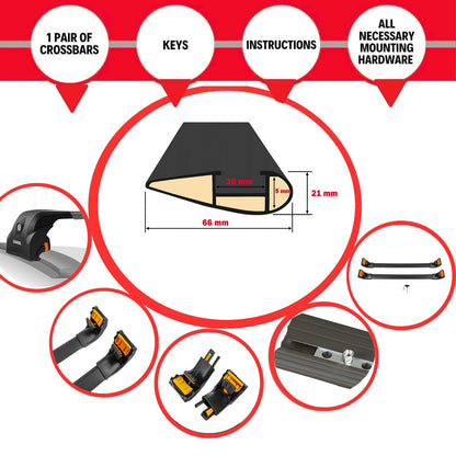 Premium Roof Bars For Chery Tiggo 4 Suv 2020+ Secure Roof Rack Cross Bar 2 Pcss Black
