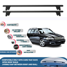 Lockable Roof Rack Cross Bars for Volvo V70 Estate 1996-2000 | Heavy Duty Rail Carrier 2 Pcs Black