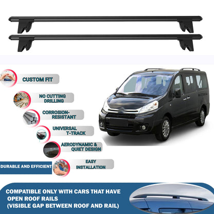 Car Roof Rack Cross Bars for Citroen Jumpy 2006-2016 Kayak Roof Rack 4 Pcs Black