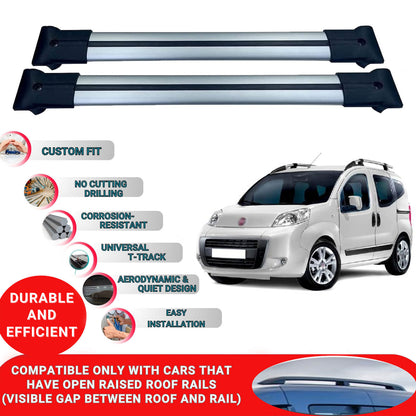 Roof Racks Cross Bars For Fiat Fiorino / Qubo 2007-2023 4 Pcs Grey